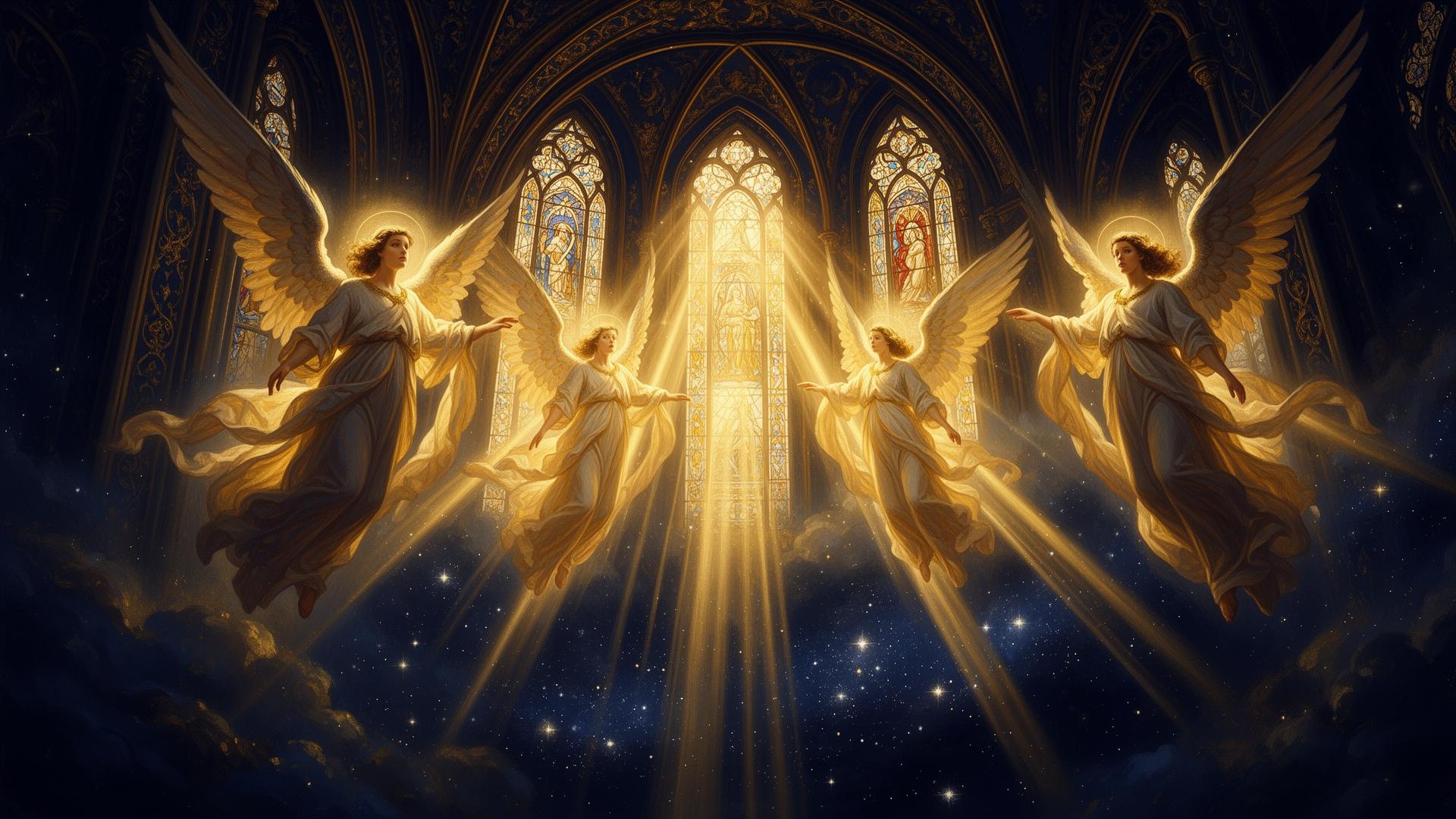 The four archangels in celestial light